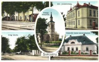 1928 Szécsény, vasútállomás, kir. járásbíróság, Polgári iskola, Kossuth Lajos utca