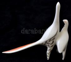 Art deco madár pár, kézzel festett, jelzés nélkül, apró kopásokkal, m: 12 xm