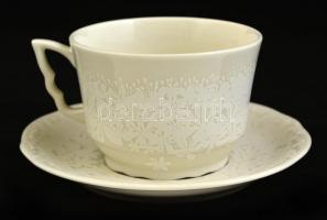 6 db manófüles Zsolnay teás csésze és alj készlet. Kiöntők nélkül. Matricás, jelzett, hibátlan