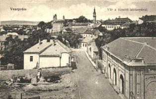 1923 Veszprém, Vár, tűzoltó laktanya, lebontott épület maradványa