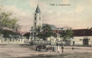 1914 Zalaszentgrót, Fő tér és templom, kocsma. Németh Emil kiadása (EK)