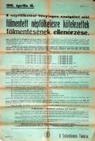 1916 I. Világháborús hirdetmény felmentett népfölkelők összehívása 60x90cm