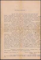 1944 dr. Zsakó István, a Lipótmezei Elmegyógyintézet igazgatója által írt egyoldalas levél, aláírásával, benne néhány érdekes részlettel az intézetbeli háborús állapotokról