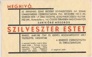 1941-42 Boldog Újévet! Meghívó az Árpádházi Szent Erzsébet egyházközség 347. számú Újmagyarság cserk...