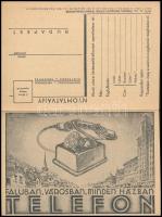 1936 Faluban, városban, minden házban telefon - két levelezőlapra bontható reklám, szép állapotban