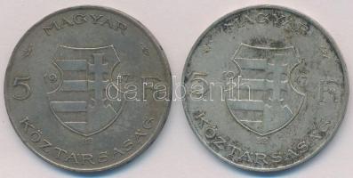 1947. 5Ft Ag "Kossuth" (2x) T:2-,3 patina