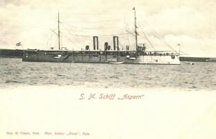 SMS Aspern osztrák-magyar Zenta-osztályú védett cirkáló / K.u.K. Kriegsmarine / Austro-Hungarian Navy protected cruiser. M. Clapis. Phot. Atelier Flora