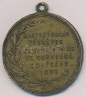 1896. Magyarország ezeréves fennállásának és ős Budavára emlékékre 1896 Br emlékérem füllel (30mm) T:III ph.