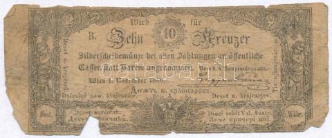 1860. 10Kr K. K. Hauptmünzamt für Silberscheidemünze T:IV  Austrian Empire 1860. 10 Kreuzer K. K. Hauptmünzamt für Silberscheidemünze C:G  Adamo G93