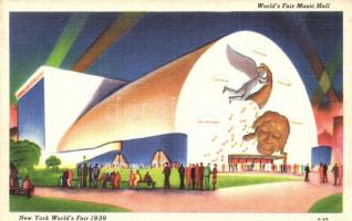 1939 New York, Worlds Fair, Music Hall. Art postcard