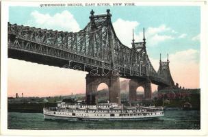 New York, Queensboro Bridge on East River, USS Richard Peck