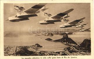 La squadra atlantica in volo sulla gran baia di Rio de Janeiro. Crociera del Decennale / Italian Air Armada, twenty-four Italian seaplanes flew round-trip from Rome to the Century of Progress in Chicago (EK)