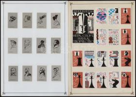 660 db szovjet gyufacímke (közte néhány más országból való) papírra ragasztva