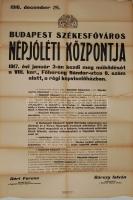1916 I. Világháborús hirdetmény a Népjóléti központ felállításáról 50x60cm