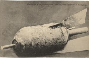 Westlicher Kriegsschauplatz. Französ. Mine (Flügelmine) Blindgänger / WWI A French bomb from the Western front (EK)