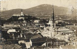 Nyitra, Nitra; Celkovy pohled / látkép, püspöki vár, templom / general view, bishops castle, church. Foto Rasofsky photo (ragasztónyom / glue marks)