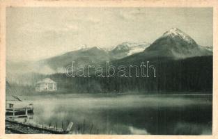 Tátra, Magas Tátra, Vysoké Tatry; Strbské pleso, Kriván, Ostrá, Solisko / Csorba tó, Kriván, Ostra, Szoliszko. Foto Dr. F. Janatka, J. Ossko kiadása / lake, mountain peaks (EK)