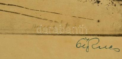 Ősz Dénes (1915-1980):Havas út. Rézkarc, karton, jelzett, 19×28 cm