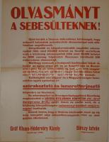 1915 I. világháborús hirdetmény katonáknak könyvadományok gyűjtéséről 50x60 cm