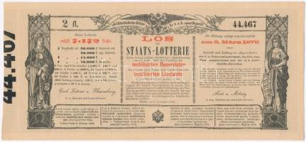 Ausztria / Bécs 1878. "Sorsjegy állam-sorsjátékra a közös hadsereg mozgósított tartalékosai s a...