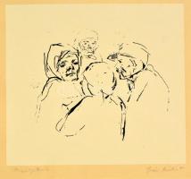 Iván Szilárd (1912-1988): Beszélgetők. Szitanyomat, papír, jelzett, 25×26 cm