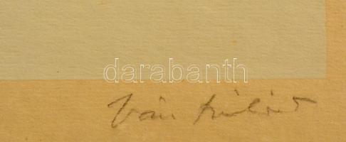 Iván Szilárd (1912-1988): Beszélgetők. Szitanyomat, papír, jelzett, 25×26 cm