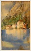 Barna Ilona (1897-1974): Riva 1927. Akvarell, papír, jelzett, 41×24 cm