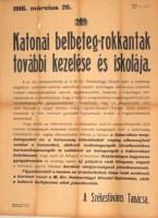 1916 I. világháborús hirdetmény belbetegek ingyenes gyógykezeléséről 50x60cm