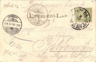 1905 Tövis, Teius; Vasútállomás, részlet a pályaudvar felső részéről, gőzmozdony, vasutasok. Szabolc...