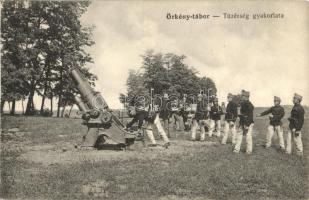 1913 Örkénytábor (Táborfalva), Tüzérség gyakorlata ágyúval. Kiadja Wassermann Vilmos (EK)