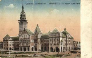 6 db régi magyar és történelmi magyar városképes lap: Szolnok, Szombathely, Esztergom, Léva, Trencsé...