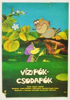 1983 Vizipók-csodapók, magyar rajzfilm plakát, sarkán sérült, kis szakadással, 56,5x39,5 cm