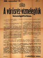 1916 Érdekes világháborús hirdetmény a réz vízmelegítők beszolgáltatásáról 50x60cm