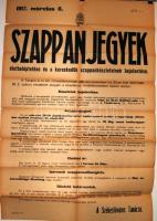 1917 Világháborús hirdetmény a szappanjegyek bevezetéséről 60x90cm