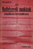 1917 Világháborús hirdetmény a hadi üzemekben dolgozó munkások béréről 60x90cm