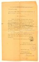 1919 Szolnok, határozat drágasági segély kiutalásáról nem állami elemi iskolai tanítók, tanítónők és óvónők részére, gépelt, aláírt, bélyegzőkkel