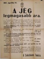 1917 Világháborús hirdetmény a jég árnak meghatározásáról 50x60cm