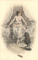 Erotic nude girl with dog. M. M. Vienne M. Munk Nr. 873. s: RR