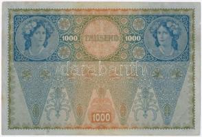 Ausztria 1919 (1902) 1000K hátlap rajzos, piros vízszintes "DEUTSCHÖSTERREICH" felülbélyeg...