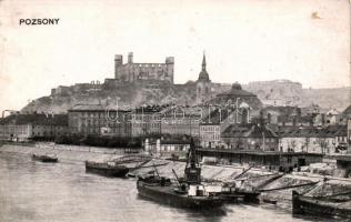 Pozsony, Pressburg, Bratislava; vár, hajók / castle, ships (EK)