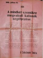 1916 Világháborús hirdetmény a megvakult katonákról 50x60cm