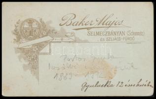 1901 Partos Gyula (1889-1972) későbbi erdőmérnök ifjúkori fotója, Baker Alajos selmecbányai műterméb...