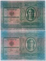 1912. 100K piros "MAGYARORSZÁG" körbélyegzővel + 1912. 100K piros "Deutschösterreich&...