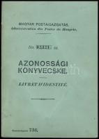 1912 Dicsőszentmárton, Magyar Postaigazgatás fényképes azonossági könyvecskéje, viaszpecsétekkel, 50 fillért postabélyeggel, szelvények kitépés helyett lebélyegezve, szép állapotban, 35p