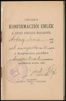 1906 Dicsőszentmárton, Unitárius konfirmációi emlék a Dávid Ferenc egylettől, benne az unitárius püs...