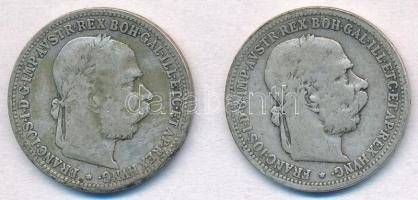 Ausztria 1893. 1K Ag Ferenc József (2x) T:2-,3 Austria 1893. 1 Corona Ag Franz Joseph (2x) C:VF,F