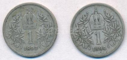 Ausztria 1893-1894. 1K Ag "Ferenc József" (2xklf) T:2-,3
Austria 1893-1894. 1 Corona Ag &...