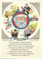 Zwillinge / Gemini Astrological sign art postcard. A. Lengauer Nr. 1277. s: H. Müller
