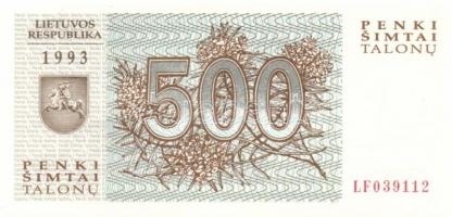 Litvánia 1992. 1T, 500T + 1993. 500T T:I