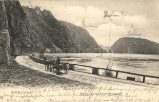 1906 Orsova, Széchenyi út, Vaskapu, lovaskocsi / road in Portile de Fier (EK)